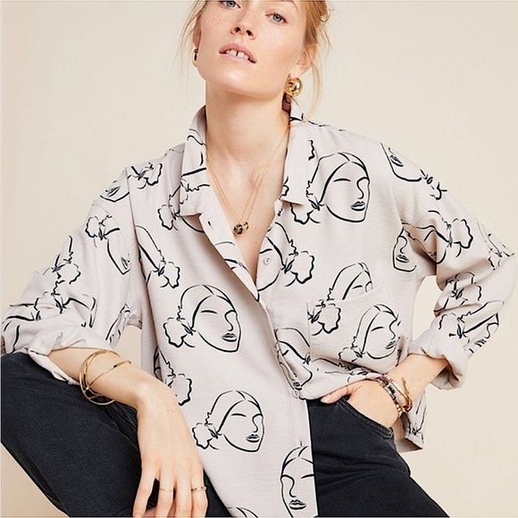 NWOT Anthropologie The Odells Della ButtonDown Blouse. Size XS.